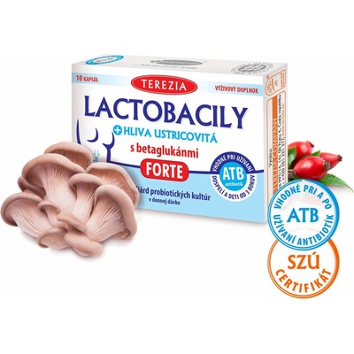 Terezia Company Lactobacily + HLÍVA ÚSTŘIČNÁ s betaglukany FORTE 10 kapslí