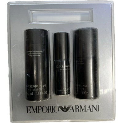 Giorgio Armani Emporio He EDT 15 ml + Tónovací šampón 50 ml + Balzám po holení 50 ml