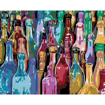 Zuty Malování podle čísel Barevné lahve 50 x 40 cm vypnuté plátno na rám 8596530020059