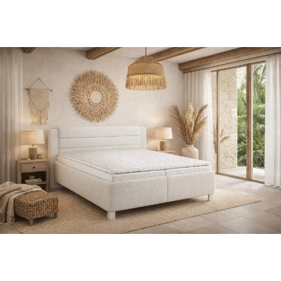 MAWS Tenessee boxspring s úložným prostorem potah sněhově bílá NoN 1 matrace standard