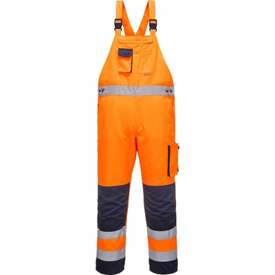 Portwest hi-vis dijon tx52 / Светлоотразителен панталон с гащеризон - hv оранжев/тъмносин xl (tx52onrxl)