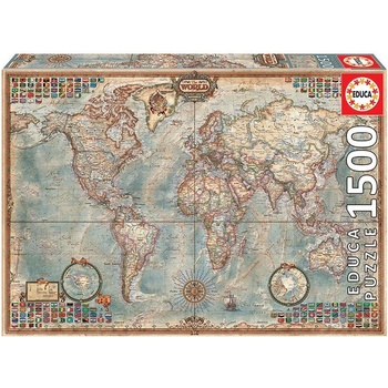 Educa Политическа карта на света - пъзел 1500 части
