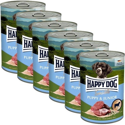 Happy Dog Sensible Puppy & Junior 6 x 400 г / агнешко + 10x Snack Puppy & Junior Lamb БЕЗПЛАТНО