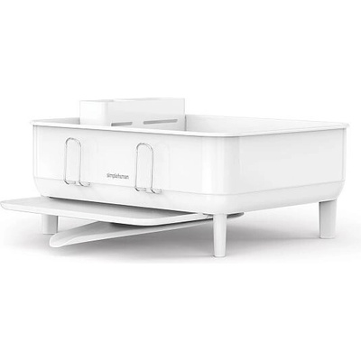 Odkapávač na nádobí Simplehuman Compact, rám z bílé oceli, bílý plast, FPP KT1208DC