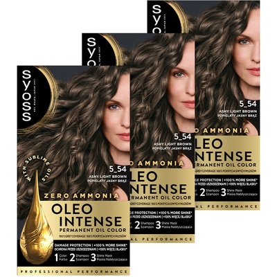 Syoss Oleo Intense barva na vlasy 5-54 Popelavě světle hnědá x 3