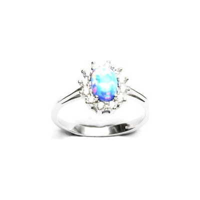 Čištín stříbrný Kate světle modrý syntetický opál čiré zirkony T 1480