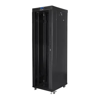 Lanberg Комуникационен шкаф, Lanberg rack cabinet 19" free-standing 42U/600x800 (flat pack) with glass door lcd black v2 (FF01-6842-12BL)