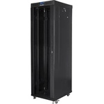 Lanberg Комуникационен шкаф, Lanberg rack cabinet 19" free-standing 42U/600x800 (flat pack) with glass door lcd black v2 (FF01-6842-12BL)