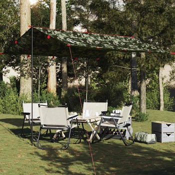 vidaXL Брезент за къмпинг, камуфлаж, 306x306 см, водоустойчив (4009593)