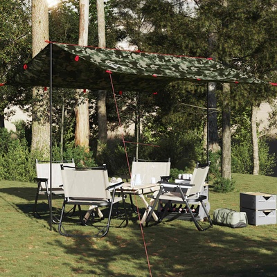 vidaXL Брезент за къмпинг, камуфлаж, 306x306 см, водоустойчив (4009593)