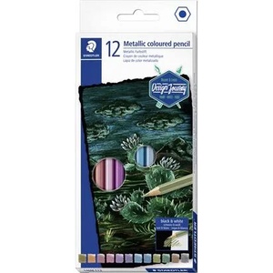 STAEDTLER Комплект цветни моливи, шестоъгълни, staedtler "металик 146m", 12 различни металически цвята 146m c12 (146m c12)