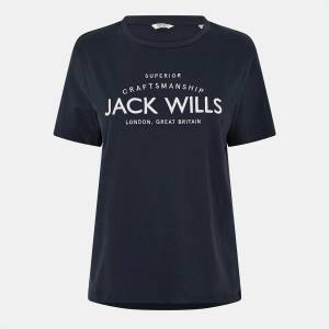 Jack Wills Дамска тениска Jack Wills Forstal Boyfriend T-Shirt Ladies - Navy