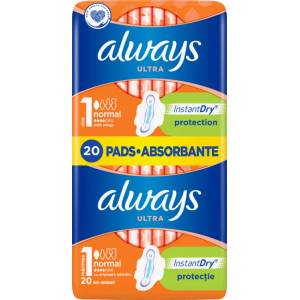 Always ultra дамски превръзки, duo normal, 20 броя
