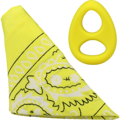 Doc Johnson ROCK SOLID The CODE Silicone Cockring with Bandana Yellow - erekční kroužek se šátkem