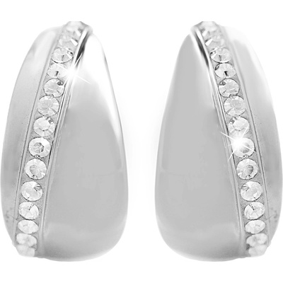 JSB bijoux s.r.o. Stříbrné náušnice kruhy s šikmou řadou krystalů Swarovski Crystal (Stříbro 925/1000)