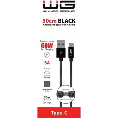Winner WINTYPCUS50CM dátový USB-A/USB-C, 3 A, 0,5m, černý