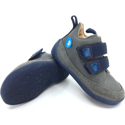 Affenzahn Lowcut Leather BearDark Grey Blue