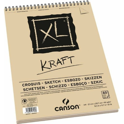 Canson XL Kraftový skicár 90 g/m² 60 listov A4 so špirálovou väzbou
