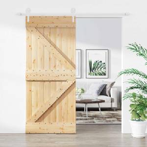 vidaXL Преплъзваща се врата Естествено и бяло 90 x 210 cm (3445136)
