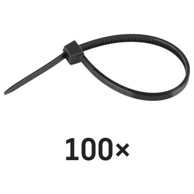Emos A2841 Sťahovacie pásky čierne 100×2.5mm 100ks A2841 - Pásky sťahovacie - O22mm, 8kg, nylon PA66