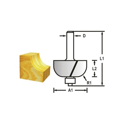 MAKITA D-48614 Žlábkovací fréza s ložiskem stopka 8 mm,22,2x12,7x56 mm