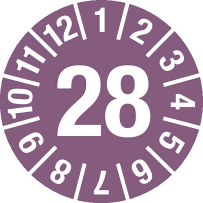 Kontrolná nálepka 28, fialová, fólia, samolepiaca, 15 mm, BJ = 1 list/ à 60 ks