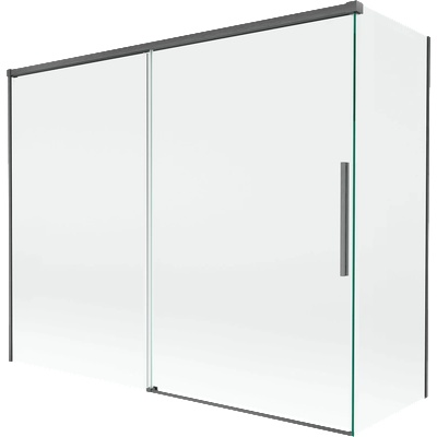Mexen Rox параван за вана с две плъзгащи се крила 190 + 90 x 150 cm, прозрачен, четкано сиво - 8C9-190-090-66-00 (8C9-190-090-66-00)