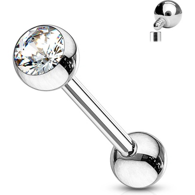 Atreya Titanová činka s vnitřním závitem s jedním zirkonem 1,2 mm velikost koncovky 3 mm průměr 12 mm