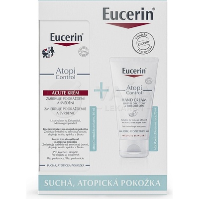 Eucerin AtopiControl Acute krém + Eucerin AtopiControl Krém na ruky vianočná kazeta 40 + 75 ml set