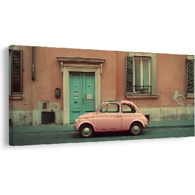 Obraz vintage auto před domem - 120x60