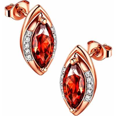 Zlaton Náušnice z kombinovaného zlata s almandinem a zirkony 1.5cm 3.4g O21052505509