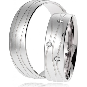 Blink Blink Matované obrúčky z bieleho zlata s vlnovkami a kameňmi 8220 BL