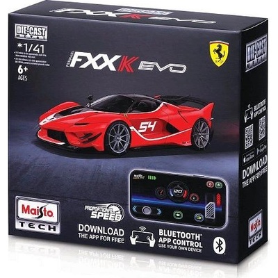 Maisto RC - 1: 41 DIE-CAST METAL със светлини, Ferrari FXX-K EVO, червено, XTR, Bluetooth 5