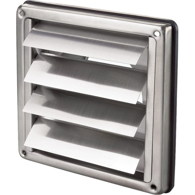 Dalap Вентилационна решетка от неръждаема стомана с гравитационни жалузи 180x180 мм и фланец Ø 150 мм (99491)
