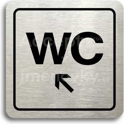 ACCEPT Piktogram WC vlevo dolů - stříbrná tabulka - černý tisk