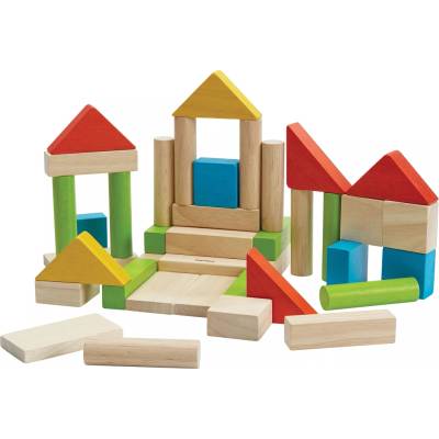 PlanToys farebné drevené kocky 40 ks