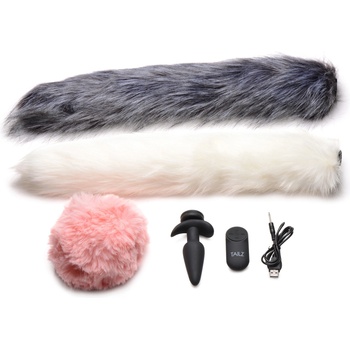 Image 1 of Tailz Snap-On Vibrating Silicone Anal Plug & 3 Tails with Remote