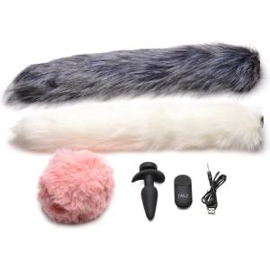 Tailz Snap-On Vibrating Silicone Anal Plug & 3 Tails with Remote