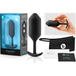 b-Vibe Snug Plug 3 - двоен топчест анален плъг (180 g, черен) - lovesexshop