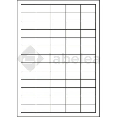Labelea Samolepiace etikety 38x21,2 mm odolné biele matné plastové, na hárku A4, pre laserovú tlač, Farba etikiet Biela, Počet hárkov v balení 100 E02038021W065S