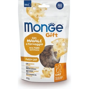 Monge Gift Filled and Crunchy Fussy Cat лакомство за капризни котки със свинско и сирене 60gr