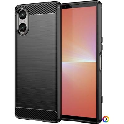 Sony Xperia 5 V Удароустойчив Carbon Fiber Калъф и Протектор
