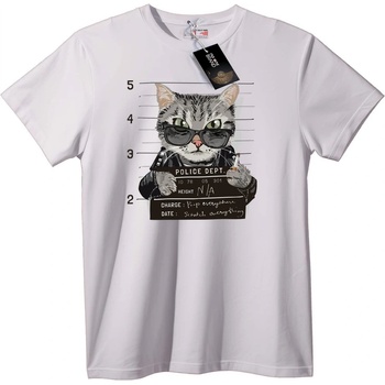 NOONEBRAND Тениска Котка мугшот - 2XL, Black