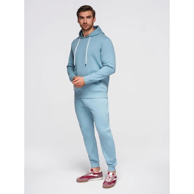 Ombre Clothing Мъжки памучен спортен комплект суитшърт + панталони jogger - син V7 Z121 Ombre Clothing Ombre Clothing | Sin | МЪЖЕ | L