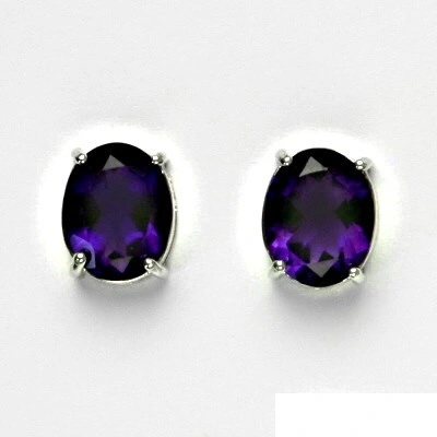 Čištín Zlaté náušnice, přírodní tmavý ametyst 10x8 mm , bílé i žluté zlato - NŠ 1242