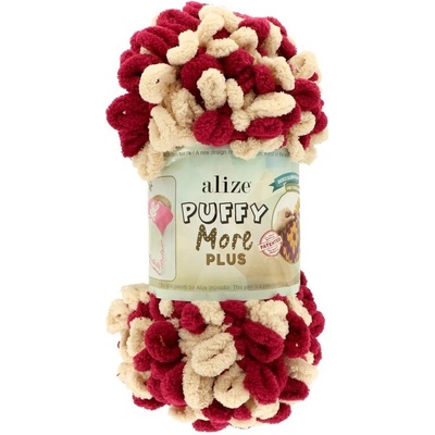 Alize Puffy More Plus 8011 světle béžová s vínovou barvou