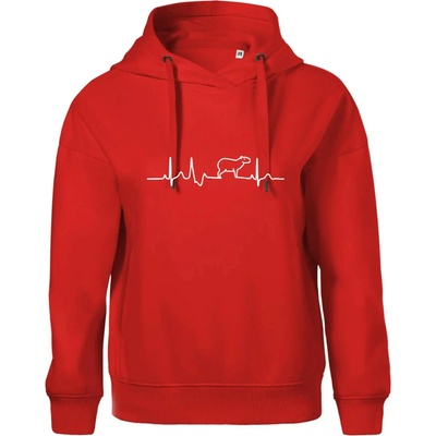 Ekg Capybara Oversized mikina dámská Moon kratší + širší Červená – Zboží Dáma