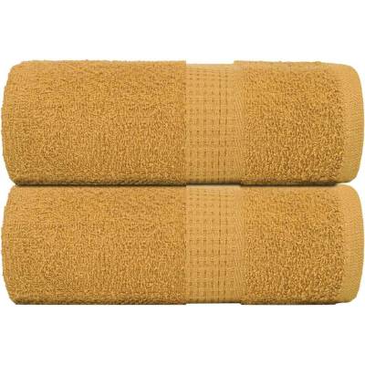 vidaXL Кърпи за гости FROGN 2 бр. Златисти 30x50 см 360 г/м2 (136803)