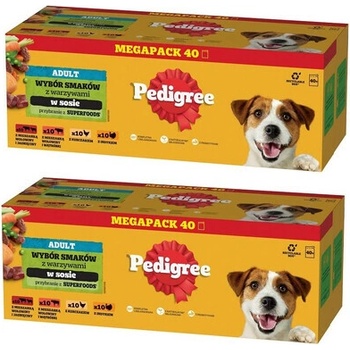 Pedigree Adult Mix chutí v omáčke kuracie hovädzie morčacie jahňacie so zeleninou 80 x 100 g