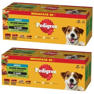 Pedigree Adult Mix chutí v omáčke kuracie hovädzie morčacie jahňacie so zeleninou 80 x 100 g